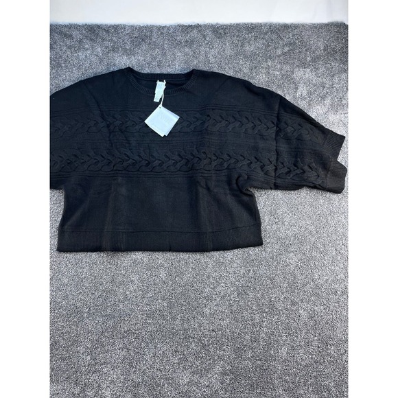 Marla Wynne Layers Oversized Black Cable Knit‎ Pullover Sweater XL - Picture 2 of 12